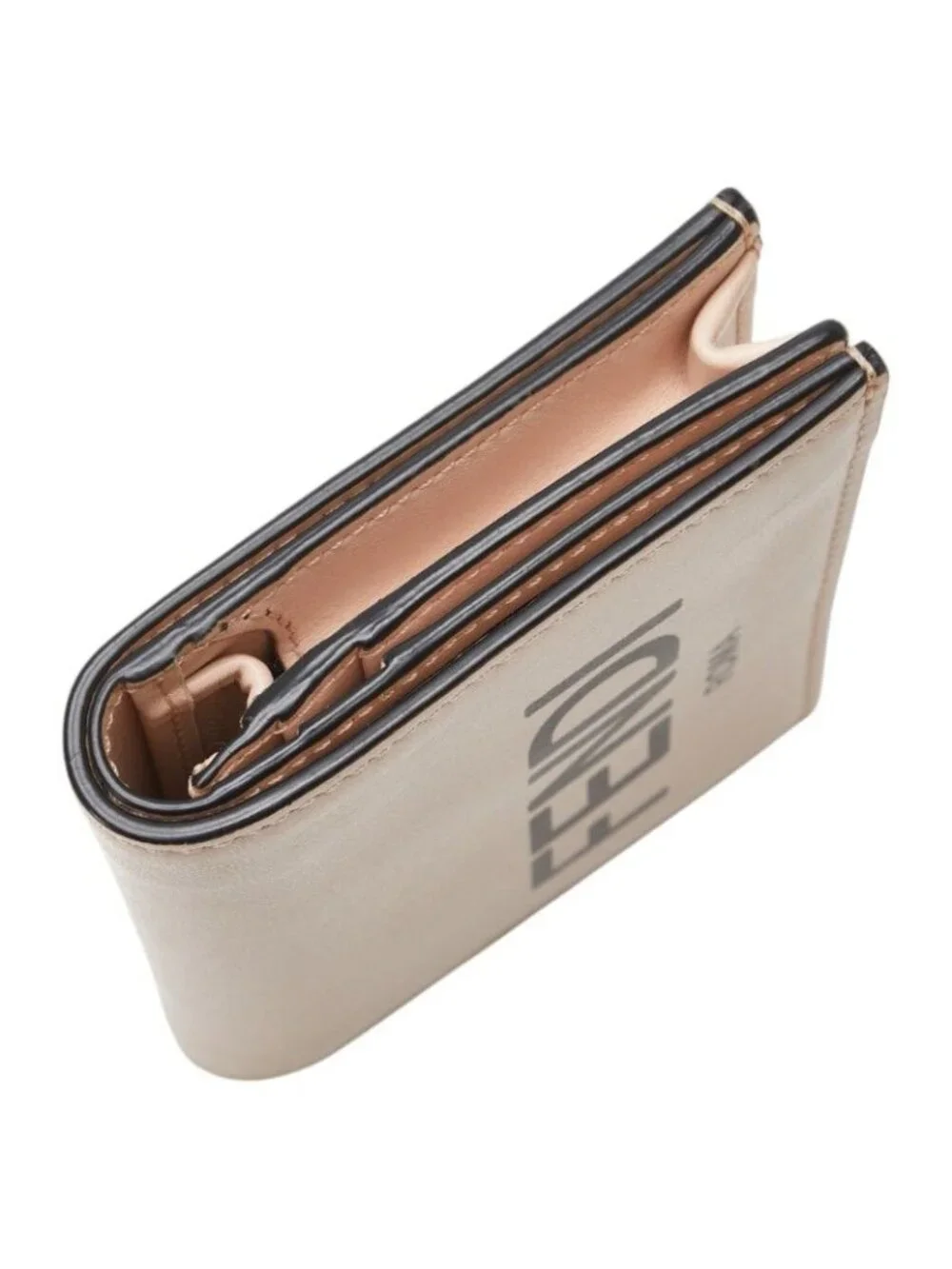 Fendi Logo Bifold Wallet Pink Black Leather